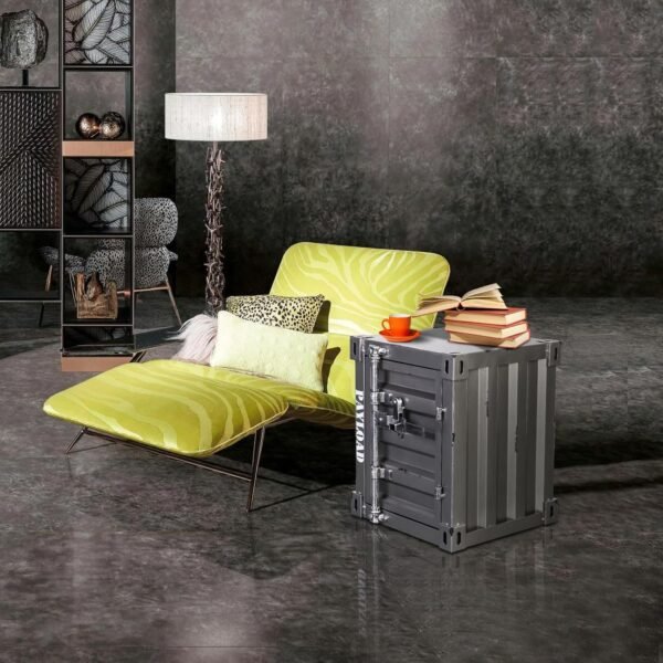 Industrial Wind Bedside Table, Container Style Locker Wrought, Don't Have to Assemble, Iron Bilayer Side Table, for Bedroom/Living Room/Bar/Garage (Gray Silver) - Image 4