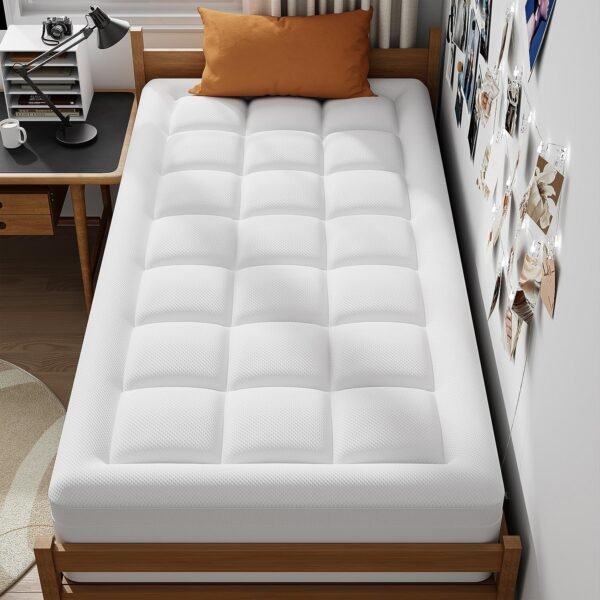 ELEMUSE Dual Layer 3 Inch Memory Foam Mattress Topper Twin XL, Dorm Room 2 Inch Cooling Gel Memory Foam Plus 1 Inch Down Alternative Pillow Top Mattress Pad, College Essential, Soft Comfort Support - Image 6