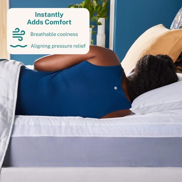 Sleep Innovations Dual Layer 4 Inch Memory Foam Mattress Topper, Queen Size, Medium Support, 2 Inch Cooling Gel Memory Foam Plus 2 Inch Pillow Top Cover - Image 2