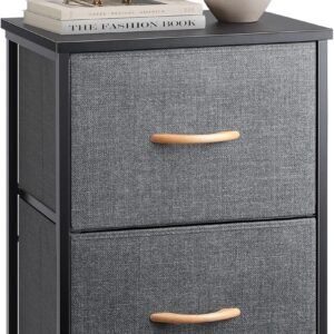 Nicehill Nightstand for Bedroom with Drawers, Small Dresser, Bedside Furniture, Night Stand End Table with Storage Drawers for Bedroom, Dark Grey