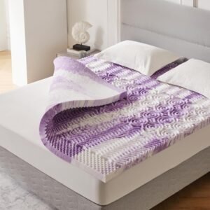 3 Inch Memory Foam Mattress Topper, 5-Zone Twin XL Mattress Pad Gel Infused Bed Foam Topper, Soft Bed Topper Purple,Twin XL Size