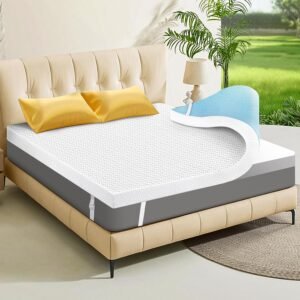 3 Inch Gel Memory Foam Mattress Topper King Size, High Density Ventilated Memory Foam Bed Mattress Topper for Back Pain,Non-Slip Design with Removable Bamboo Cover