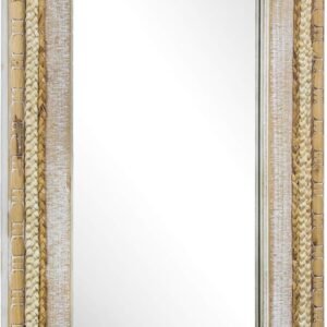 American Art Decor Rectangular Vanity Mirror – Woven Rattan Mirror – Accent Wall Mirror for Living Room, Bedroom, Bathroom, Hallway, Entryway (34.25” H x 21.25” L x 1.75” D)