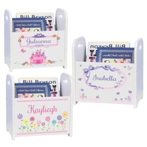 Personalized Child’s Book Storage Magazine Rack Bin Nursery- Girl’s