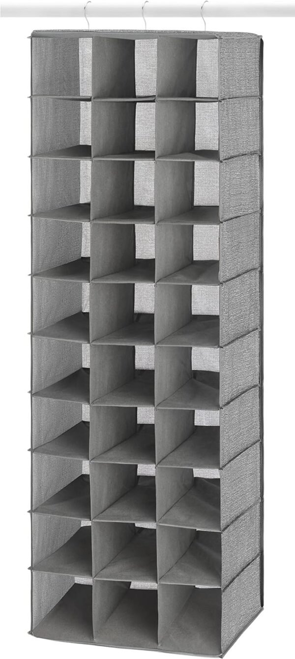 Whitmor Hanging Shoe Shelves Closet Organizer, Crosshatch Gray, 30 Section & Hanging Shoe Shelves - Crosshatch Gray - Image 2