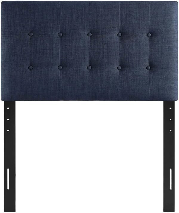 Modway Emily Tufted Button Linen Fabric Upholstered Twin Headboard in Navy - Image 5