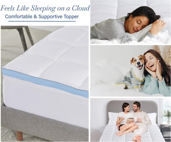 California Design Den Twin XL Mattress Topper, Extra-Thick Cooling Pillow-Top Mattress Topper Twin XL for Restful Sleep, 900 GSM Fill, Breathable & Gentle on Skin - Image 6
