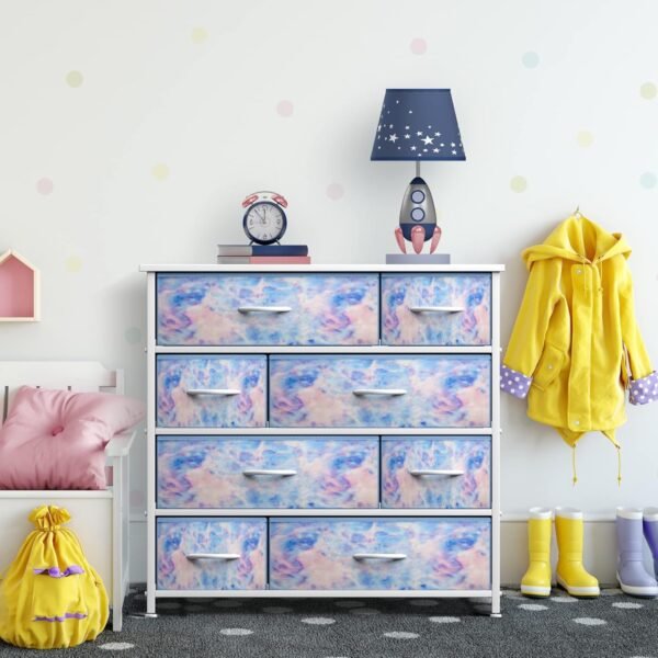 Sorbus Dresser with 8 Drawers - Furniture Storage Chest for Kid’s, Teens, Bedroom, Nursery, Playroom, Clothes, Toys - Steel Frame, Wood Top, Fabric Bins (Pastel Tye-die) - Image 6