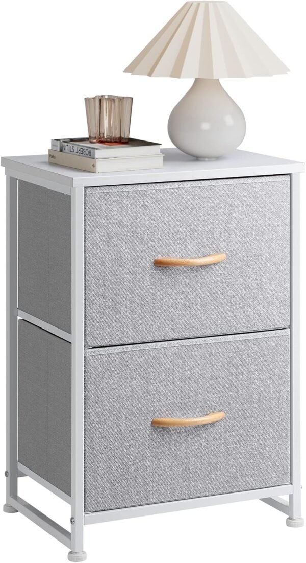 Nicehill Nightstand, Nightstand for Bedroom with Drawers, Small Dresser with Drawers, Bedside Table Bedside Furniture, Night Stand End Table with Storage Drawers for Bedroom, Light Grey