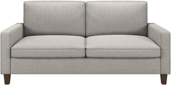 70" Grey Loveseat Sofa, 2 Seater Modern Couch, Linen Fabric Couch with Pocket Springs Seat Cushion, Square Armrest, Comfy Couches for Small Spaces, Living Room, Bedroom, Apartment, Office