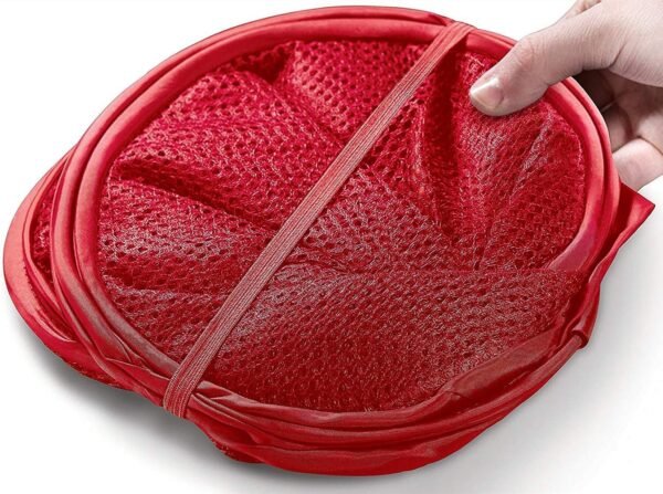 Portable Large Rectangle Laundry Basket with Carry Handles Big Heavy Duty Pop Up Nursery Clothes Hamper Folding Mesh Room Organizer Storage Red - Image 5