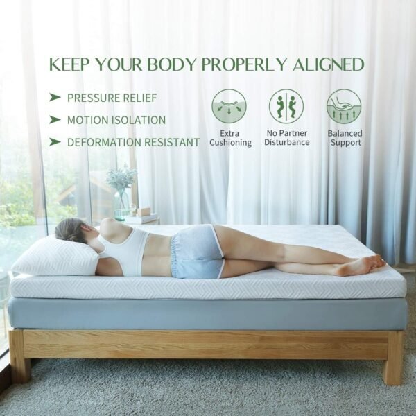 Novilla 4 Inch King Size Mattress Topper, Medium Firm Memory Foam Mattress Topper King, Gel Infused for Motion Isolation & Pressure Relieving, with Breathable Cover, King Size - Image 4