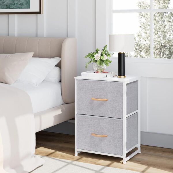 Nicehill Nightstand, Nightstand for Bedroom with Drawers, Small Dresser with Drawers, Bedside Table Bedside Furniture, Night Stand End Table with Storage Drawers for Bedroom, Light Grey - Image 2