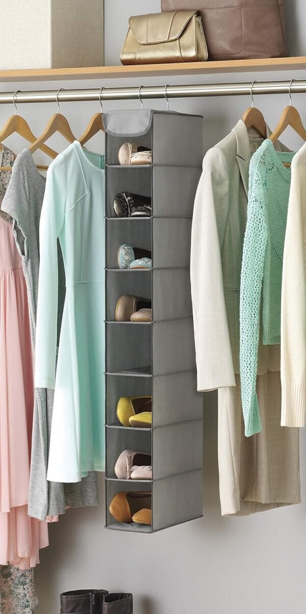 Whitmor Over the Door Shoe Shelves & Hanging Shoe Shelves - 8 Section - Closet Organizer - Grey - Image 6
