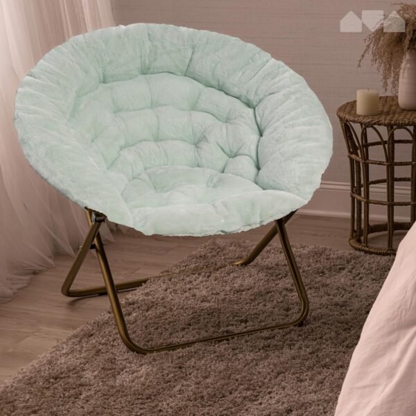 Milliard Cozy Chair/Faux Fur Saucer Chair for Bedroom/X-Large (Mint) - Image 7