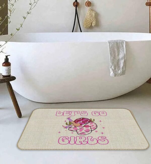 Kneibo Pink Western Door Mat - Disco Ball Room Decor, 17×30 Inches Non-Slip Western Cowgirl Bathroom Mat, Western Room Decor for Teen Girls, Cowgirl Gifts for Women - Image 2