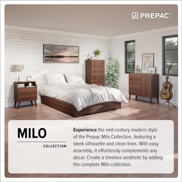 Prepac Milo 2-drawer Tall Nightstand with Open Shelf, Cherry - Image 7