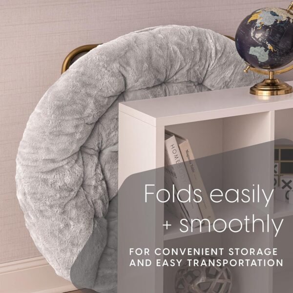 Milliard Cozy Chair/Faux Fur Saucer Chair for Bedroom/X-Large (Light Grey) - Image 6