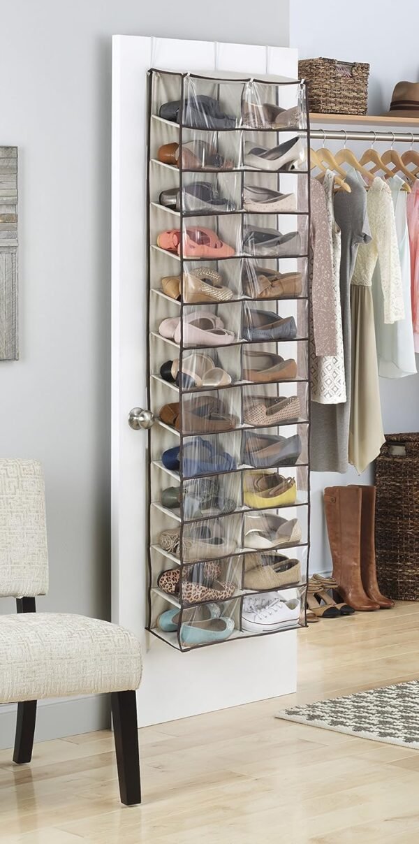 Whitmor Over the Door Shoe Shelves & Hanging Shoe Shelves - 8 Section - Closet Organizer - Grey - Image 3