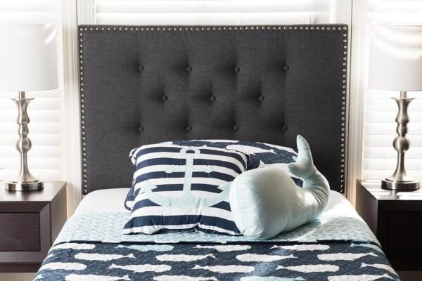 Baxton Studio Windsor Modern and Contemporary Dark Grey Fabric Twin Size Headboard - Image 4