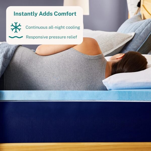 Sleep Innovations Cooling Gel Memory Foam Mattress Topper, 2 Inches, Twin XL - Image 2