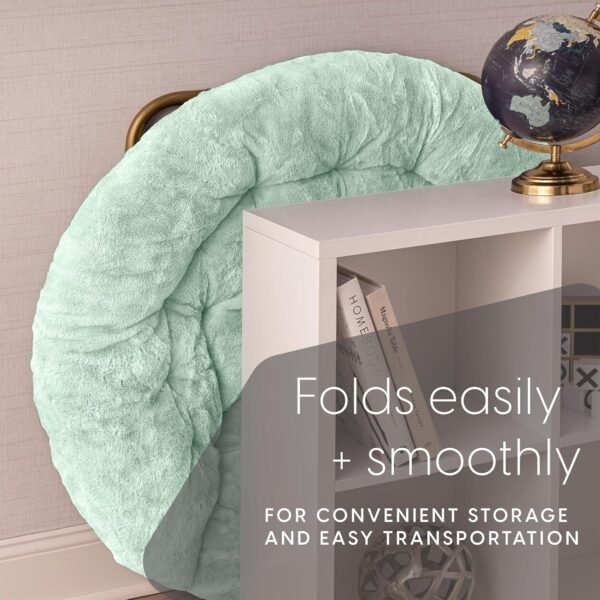 Milliard Cozy Chair/Faux Fur Saucer Chair for Bedroom/X-Large (Mint) - Image 6