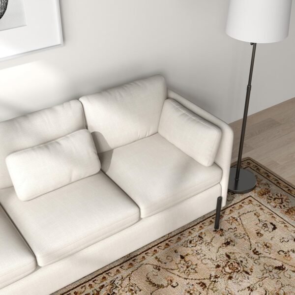 LINLUX 70”W Sofa Couch, 3 Seater Couches for Living Room, Comfy Sofas w/3 Pillows and Iron Legs, Fabric Sofa for Small Spaces, Bedroom, Office, Beige - Image 3