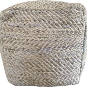 NOORI Home – 100% Handmade and Handcrafted Callum Square Beanie Pouf Ottoman Footrest – Beige – 18x18x18 – Livingroom, Bedroom, Nursery, Kids Room, Play Room