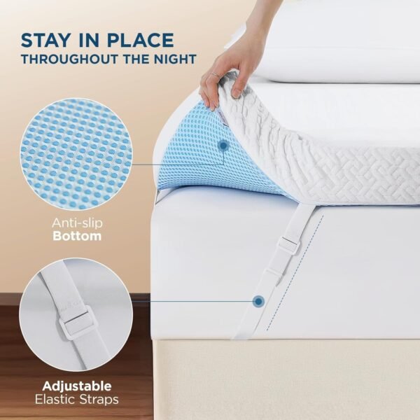 4 Inch Gel Memory Foam Mattress Topper Twin XL Size, High Density Ventilated Memory Foam Bed Mattress Topper for Back Pain,Non-Slip Design with Removable Bamboo Cover - Image 3