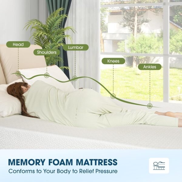 4 Inch Gel Memory Foam Mattress Topper Twin XL Size, High Density Ventilated Memory Foam Bed Mattress Topper for Back Pain,Non-Slip Design with Removable Bamboo Cover - Image 4