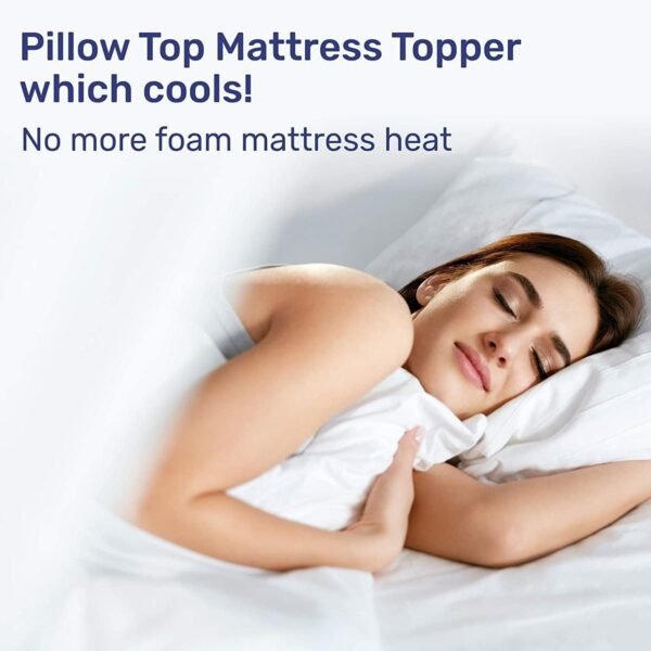 Sleep Mantra Twin Cooling Bed Mattress Topper, Pillow - Top Optimum Thickness, Soft 100% Cotton Fabric, Breathable & Plush Quilted Down-Like Fill, Snug Deep Pocket Fit for Mattresses - White - Image 4