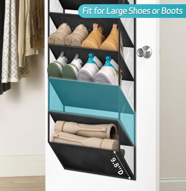 AOODA 10 Tier Clear Over the Door Shoe Organizer Storage, 2 Pcs Stackable Hat Storage for Baseball Caps, 2 Item Bundle - Image 3