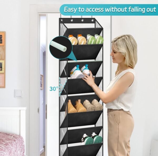 AOODA 10 Tier Clear Over the Door Shoe Organizer Storage, 2 Pcs Stackable Hat Storage for Baseball Caps, 2 Item Bundle - Image 4