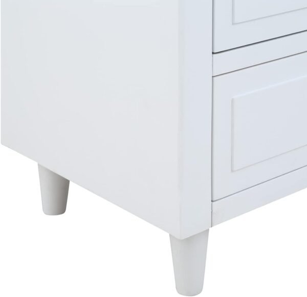 XD Designs Solid Wood Side End Table, 2-Drawer Night Stand with Storage Shelf, Bedside Nightstand, Accent Table for Bedroom Hallway Living Room (White) - Image 7
