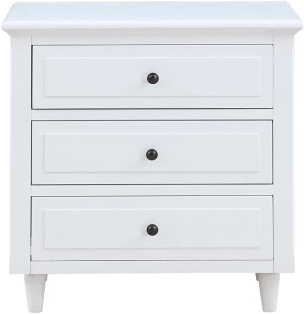 XD Designs Solid Wood Side End Table, 2-Drawer Night Stand with Storage Shelf, Bedside Nightstand, Accent Table for Bedroom Hallway Living Room (White) - Image 4