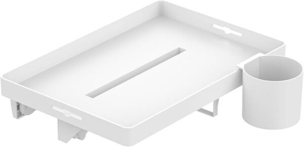 Bedside Shelf for Bunk Bed, College Dorm Room Essentials with Removable Handing Cup & Cable Catch, White Clip on Floating Nightstand for Top Bunk Loft Bed Accessories, Bedside Table Tray for Students - Image 8