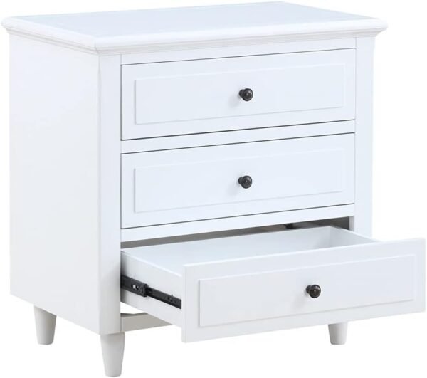 XD Designs Solid Wood Side End Table, 2-Drawer Night Stand with Storage Shelf, Bedside Nightstand, Accent Table for Bedroom Hallway Living Room (White) - Image 6