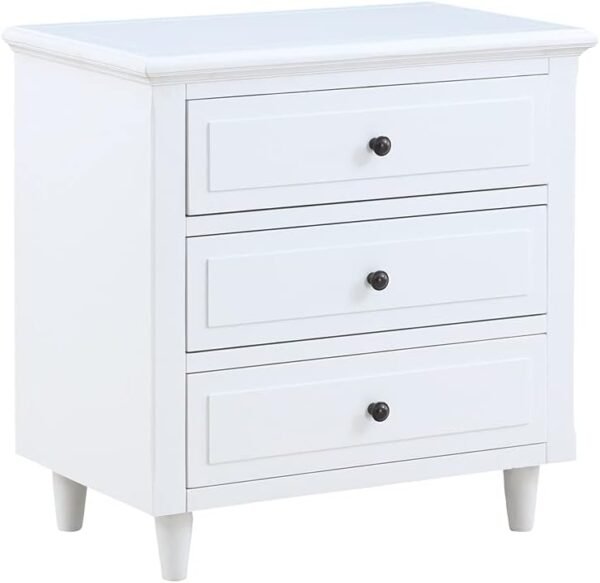 XD Designs Solid Wood Side End Table, 2-Drawer Night Stand with Storage Shelf, Bedside Nightstand, Accent Table for Bedroom Hallway Living Room (White) - Image 5