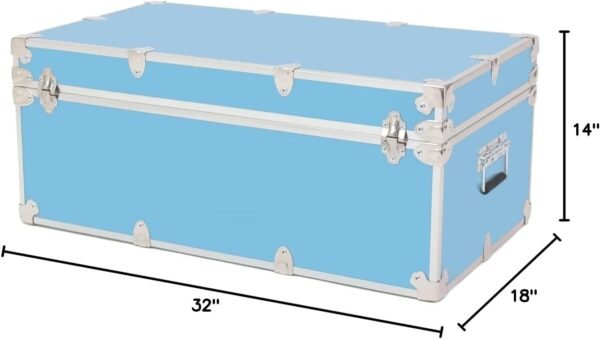 Rhino Trunk & Case Essential College Trunk with Wheels – Secure Dorm Storage Chest - Ideal Footlocker for Students – Strong Trunks with 1000+ Pounds Sitting Capacity 32"x18"x14" (Sky Blue) - Image 10