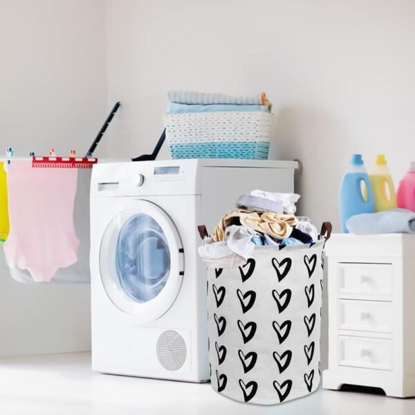 CLOCOR Toy Large Storage Bin-Cotton Storage Basket-Round Gift Basket with Handles for Toys,Laundry,Baby Nursery(Love Heart) - Image 4