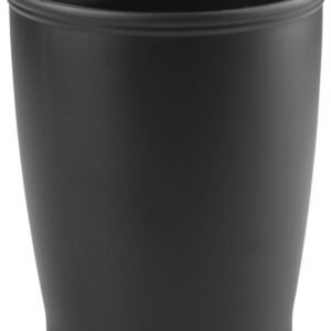 iDesign – 93437 iDesign Kent Plastic Wastebasket, Small Round Plastic Trash Can for Bathroom, Bedroom, Dorm, College, Office, 8.25″ x 10″, Black