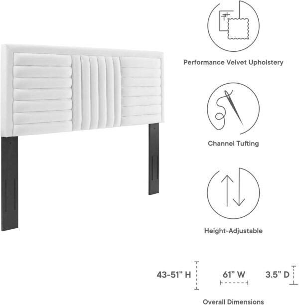 Modway MOD-6664-WHI Believe Channel Tufted Performance Velvet Twin Headboard, White - Image 5