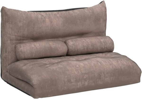 Harper & Bright Designs Adjustable Floor Sofa Couch with 2 Pillows, Foldable Lazy Sofa Sleeper Bed for Reading Gaming Sleeping(Light Brown) - Image 4