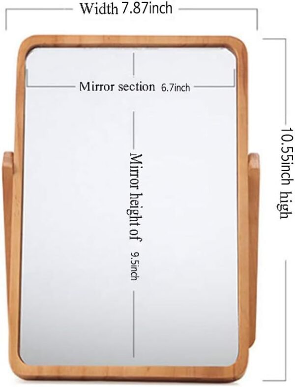 ZOROSY Desk Makeup Mirrors with Wood - Rectangle Wall-Mounted Mirrors Table Mirrors for Living Room Bedroom Birthday Gifts - Image 2