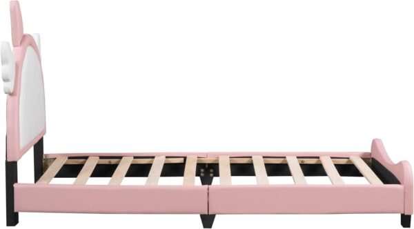 Cute Twin Size Upholstered Bed with Unicorn Shape Headboard,Twin Size Platform Bed with Headboard and Footboard,(Pink 03, Twin) - Image 7