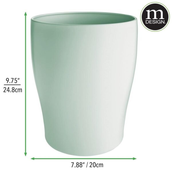 mDesign Metal Wastepaper Bin — Compact Metal Bathroom Bin — Round Rubbish Basket for Home and Office — Mint Green - Image 4