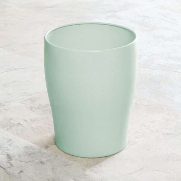 mDesign Metal Wastepaper Bin — Compact Metal Bathroom Bin — Round Rubbish Basket for Home and Office — Mint Green - Image 2