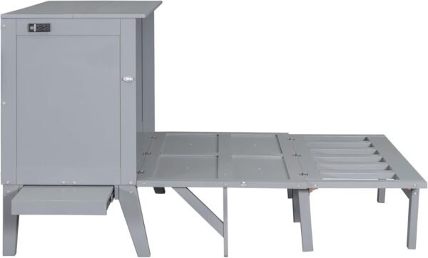 Murphy Bed Full Szie,Cabinet Hideaway Bed with USB Port and Removable Shelves,Wall Bed W/ 2 Movable Desks,can be Folded,Platform Bedframe for Kids Bedroom,Student Dorms,Gray - Image 7