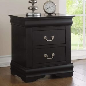 Henf 2 Drawers Nightstand, Modern Stylish Wood Bedside Table, Solid End Table Accent Nightstand with Handle for Home Living Room, Bedroom, College Dorm, No Assembly Need (Black)