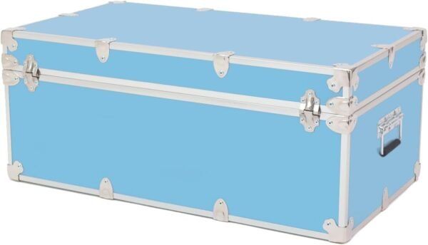 Rhino Trunk & Case Essential College Trunk with Wheels – Secure Dorm Storage Chest - Ideal Footlocker for Students – Strong Trunks with 1000+ Pounds Sitting Capacity 32"x18"x14" (Sky Blue) - Image 6